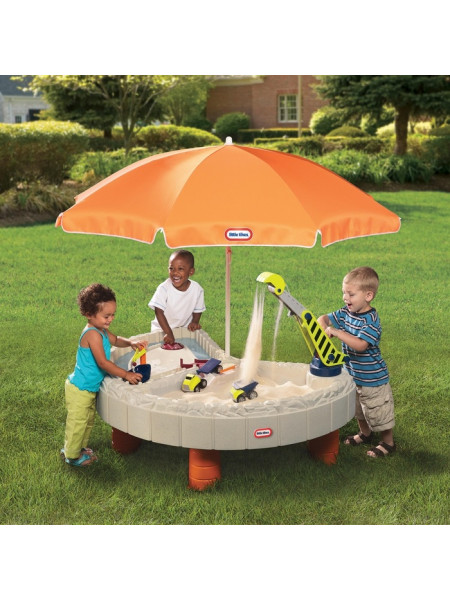 Дитяча пісочниця-стіл Веселе будівництво з парасолькою